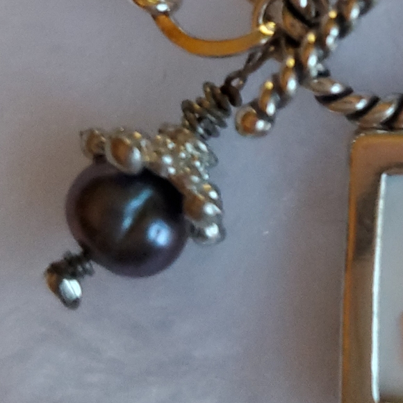 Silver Infinity Bracelet w/ Picture Frame & Freshwater Pearl - Picture 8 of 10